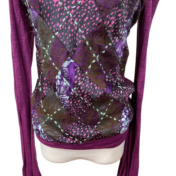 Custo Barcelona Embroidered Mock Neck Knit Top Size L Multicolor Long Sleeve - Picture 4 of 8